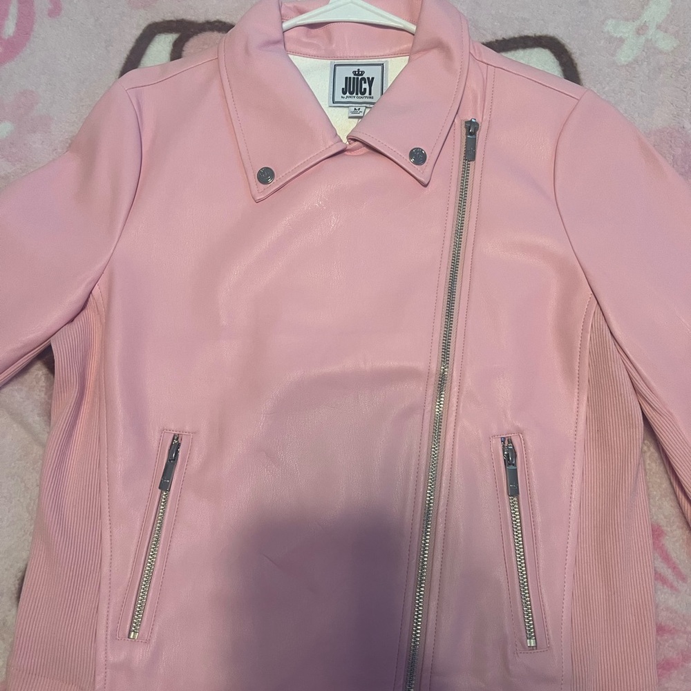 Juicy Couture Pink Leather Moto Jacket